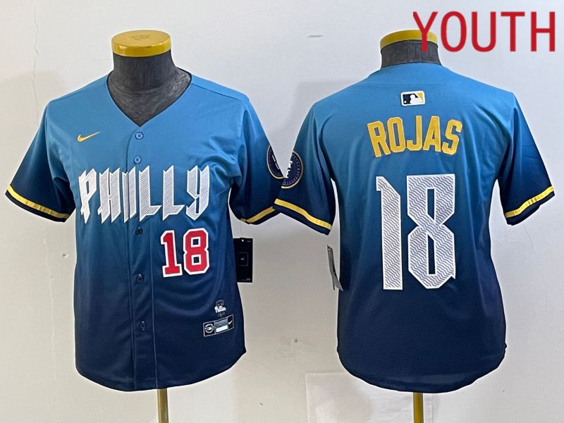 Youth Philadelphia Phillies #18 Rojas Blue City Edition Nike 2024 MLB Jersey style 3->houston astros->MLB Jersey